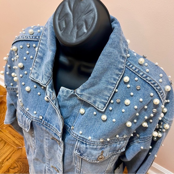 [NWT] Women Sz Sm Pearl Jean Jacket Forever 21 Premium Label - Picture 4 of 7